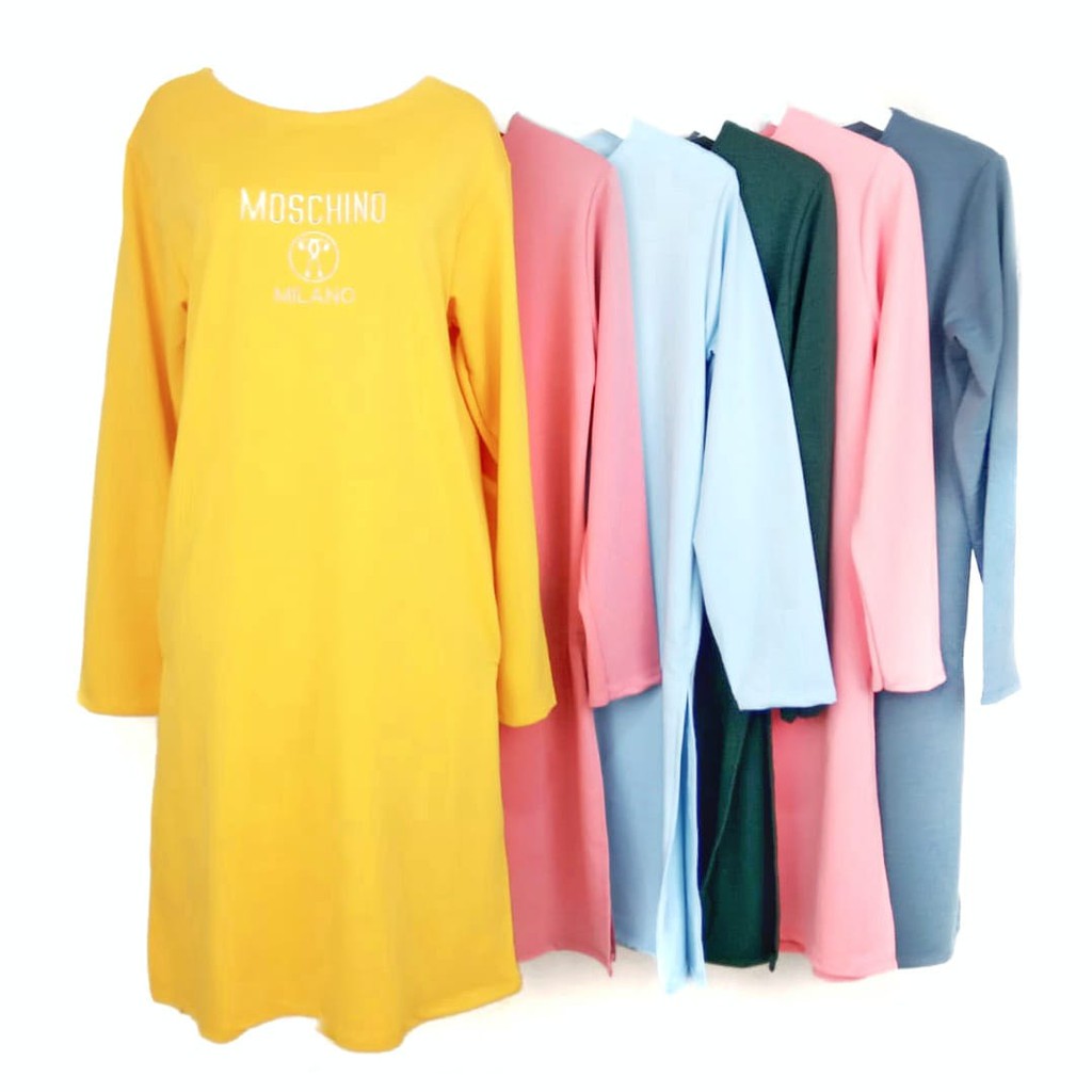 dnb - Mini Dress Moschino Lengan Panjang Baby Terry Wanita
