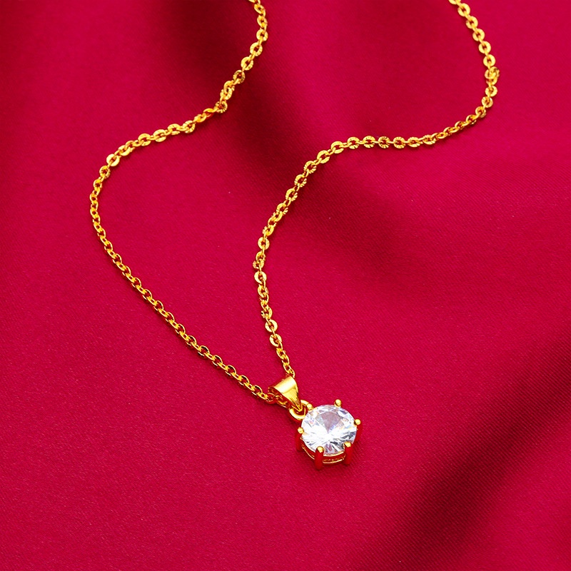 Kalung Gelang Cincin Lapis Emas Asli Kadar 375 Hias Berlian Putih Dapat Disesuaikan Untuk Wanita
