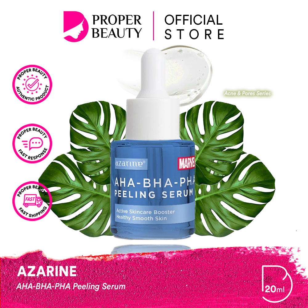 AZARINE AHA-BHA-PHA Peeling Serum Indonesia / Acne &amp; Pores Series 20ml / Jerawat Pori Wajah / Superhero Marvel Edition / Skincare Face Care Facial Wash Foam Scrub Micellar Toner Essence Mist Day Night Eye Cream Sunscreen Mask Moisturizer / Paket Lengkap