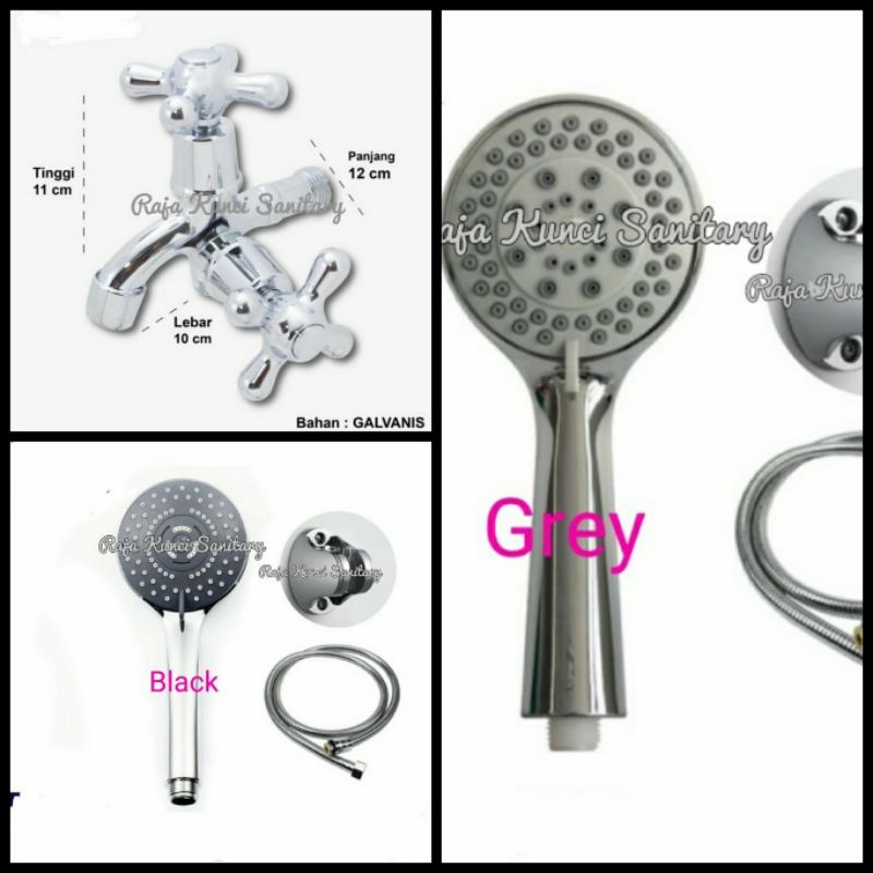 Paket Lengkap Kran Cabang + Hand Shower Series ABS Tebal/Hand Shower Set