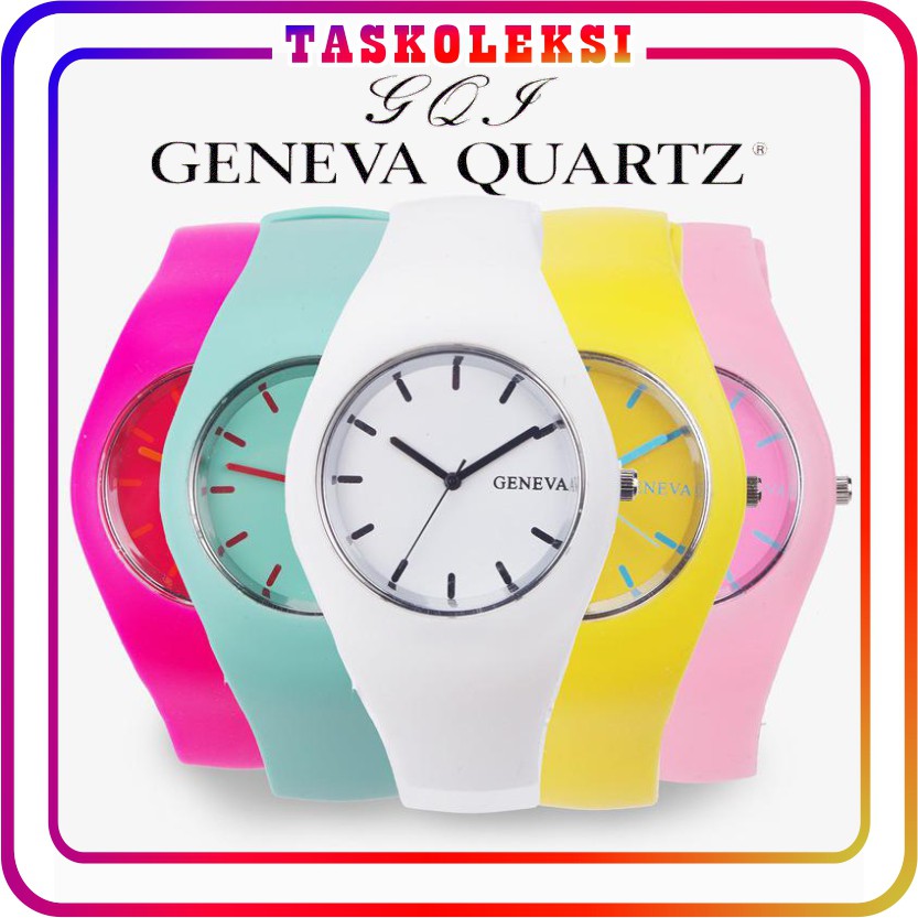 ☛TK☚ JT014 Jam Tangan Geneva Quartz Strap Jelly Rubber Karet Fashion Wanita Pria Import Murah