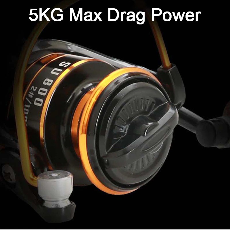 GS8i diao de lai reel pancing spinning fishing reel kumparan pancing gear ratio 4.8:1 - su800 - black Or-i