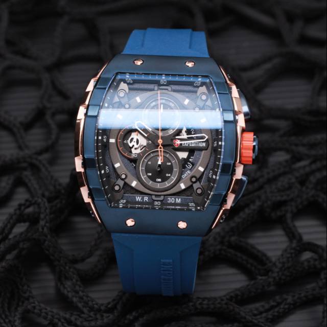 Jam expedition 6782 pria - biru rosegold