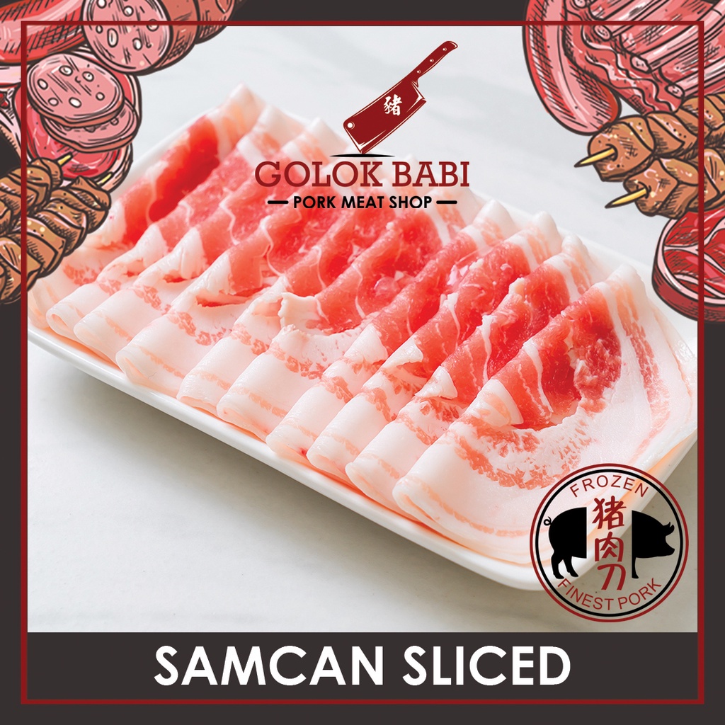 

Samcan Sliced | Daging Babi iris | Lemak Babi - 1 KG