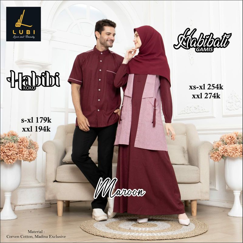 Couple Lubi Koko Habibi Gamis Habibati Coupe Terbaru By Lubi Fashion
