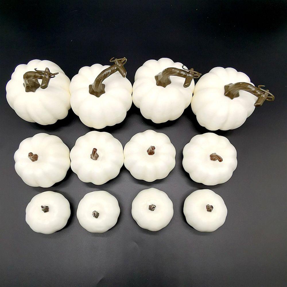 R-flower 6/12PCS Artificial White Pumpkins Properti Fotografi Festival Decor Hari Syukuran DIY Aksesoris