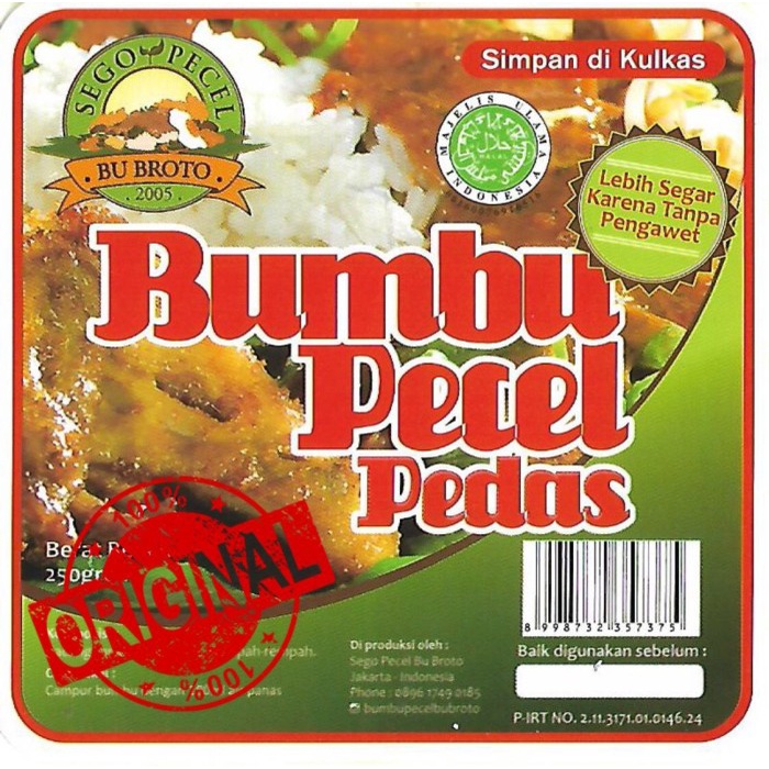 

Bumbu Pecel Pedas . Bumbu Pecel Bu Broto Terlaris
