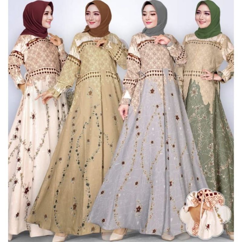 Gamis maxmara lux premium/Gamis jumbo/Motif melati