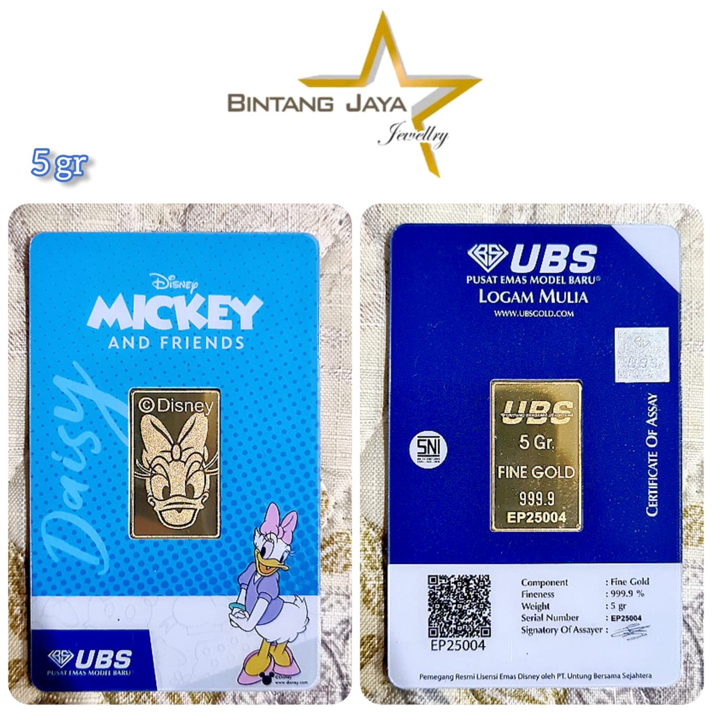 UBS DISNEY FROZEN SANRIO SERIES Logam mulia 5 g/gr/gram Emas 99.99 bersertifikat medan MURAH