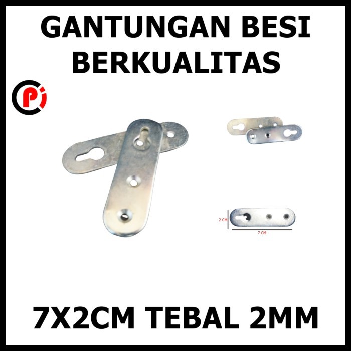 Gantungan Besi Pendek Ukuran 7 cm x 2 cm Tebal 2mm 2 Lubang