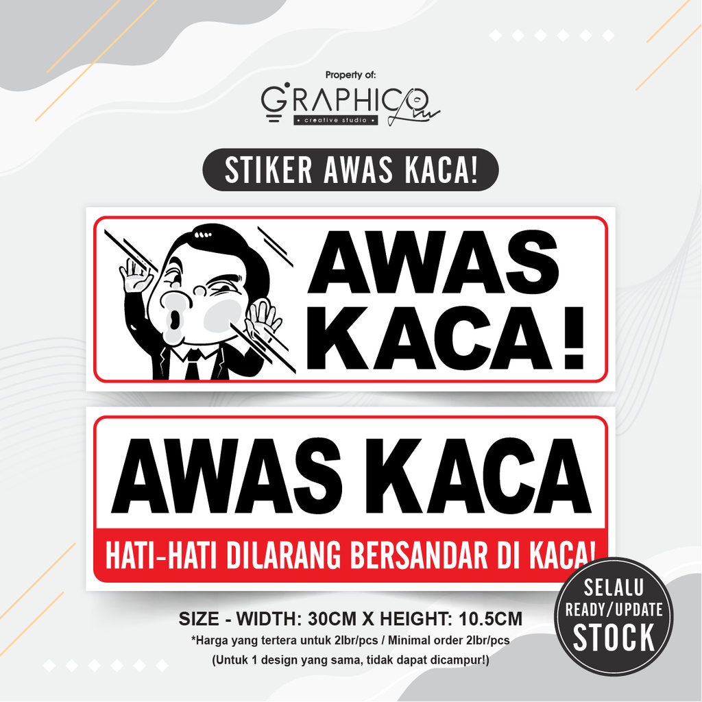 

Stiker Awas Kaca - Per/2lbr (30x10,5cm)
