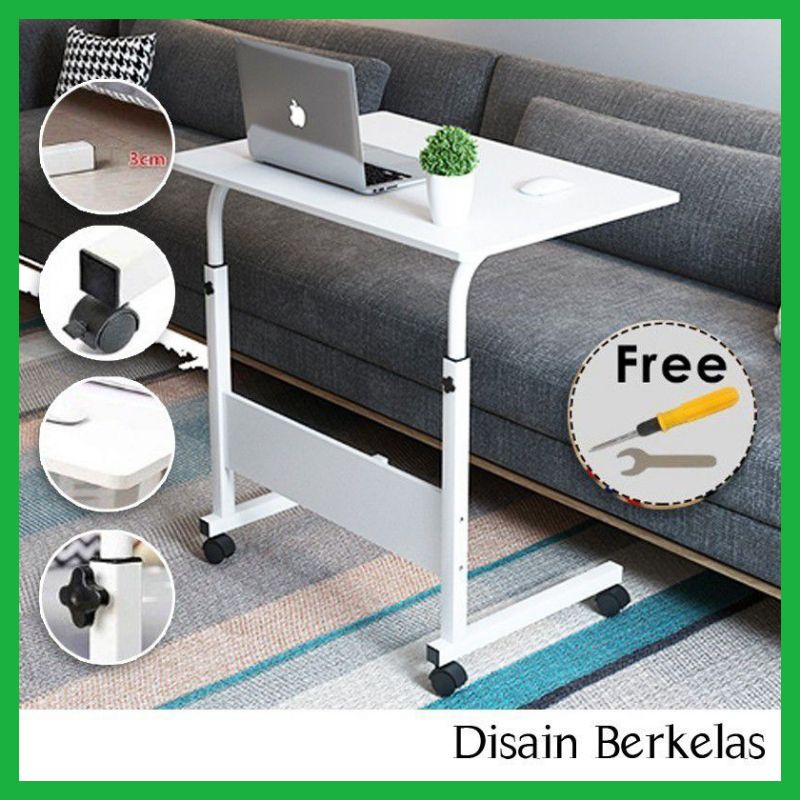 (MAINANKYU) Meja Laptop Roda Meja Laptop Lipat Portable Standing Desk Adjustable