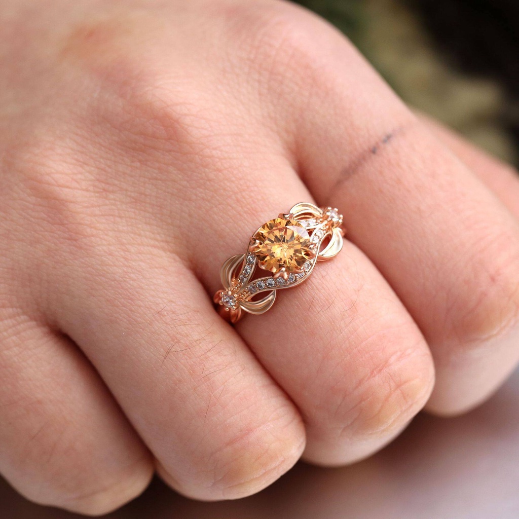 Cincin Lapis Rose Gold Hias Berlian Zircon Imitasi Untuk Wanita