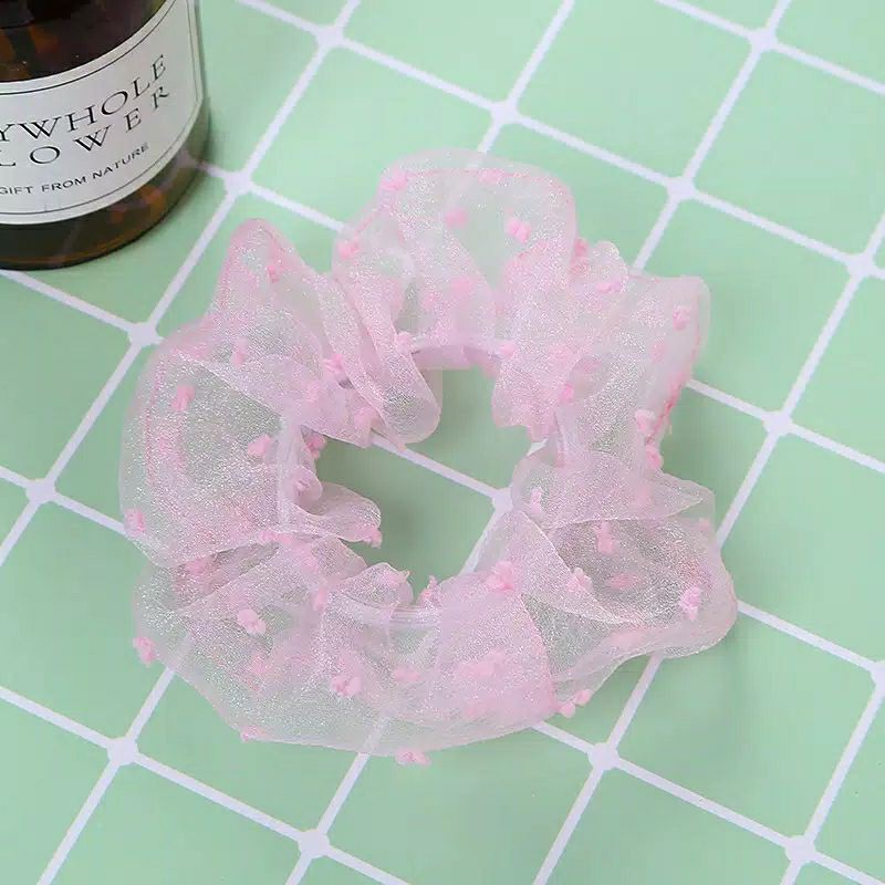 Scrunchie Ikat Rambut Warna Pink