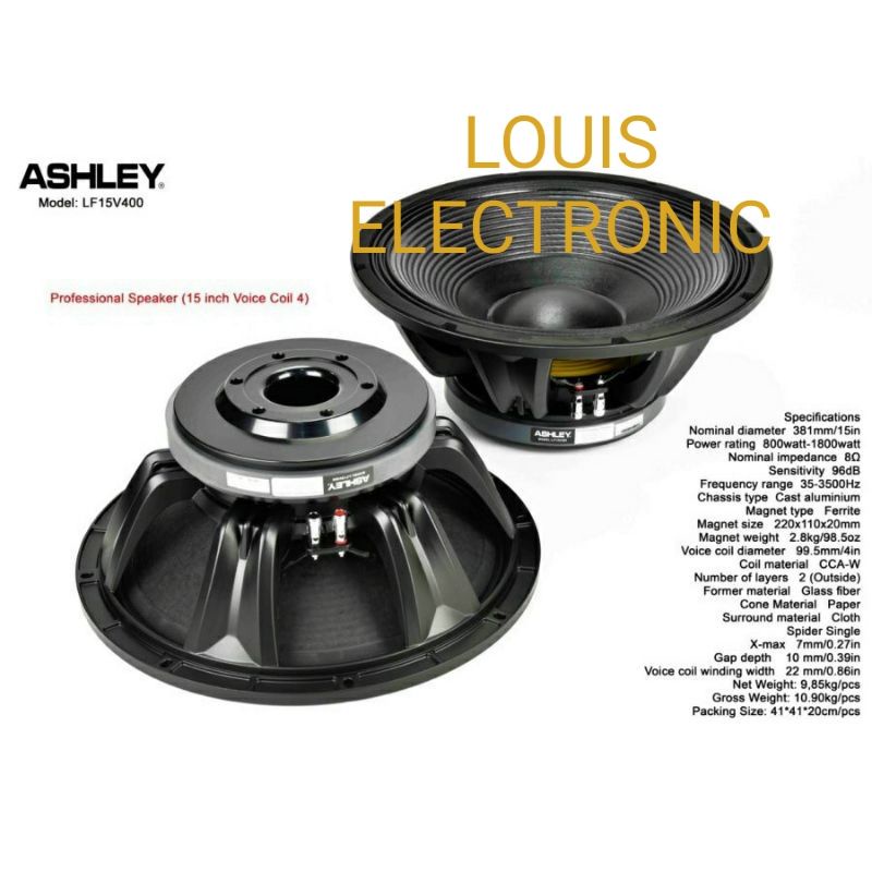 Speaker ASHLEY LF15V400 LF15 V400 LF 15V400 15 Inch 1800 WATT Coil 4 Inch Komponen Speaker