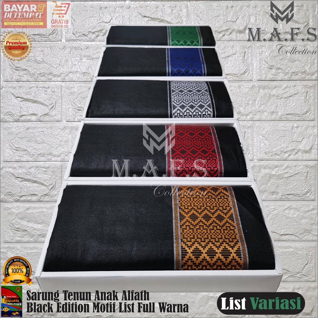 SARUNG TENUN POLOS MOTIF SABUK DEWASA &amp; ANAK BLACK EDITION