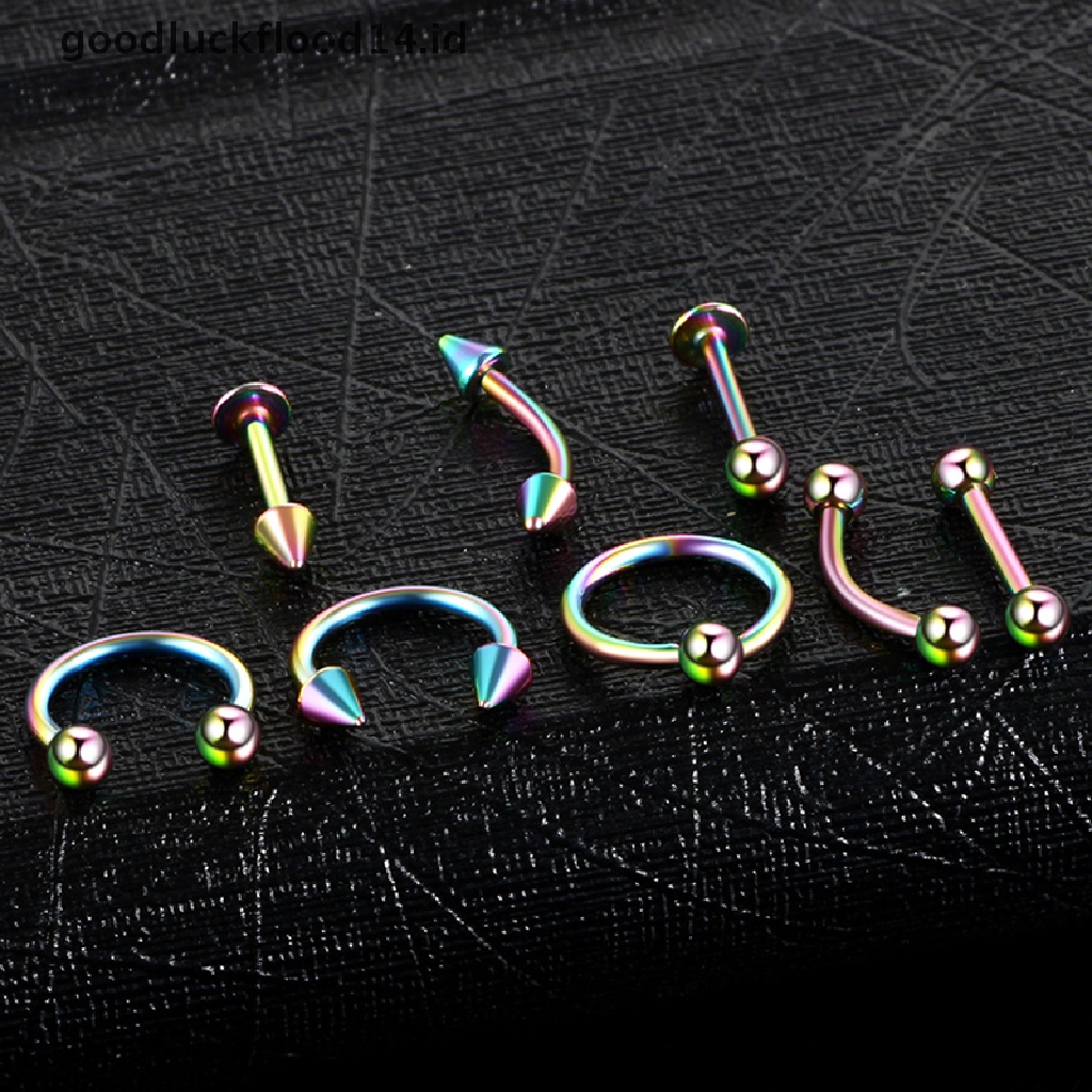 [OOID] 8Pcs/Set Stainless Steel Nose Lip Ring Tragus Ear Piercing Helix Body Jewelry ID