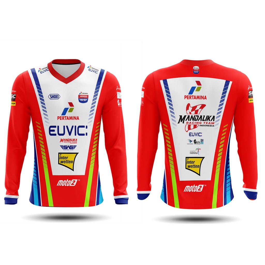 [Riashop] Kaos Mandalika Kerah V-Neck | Kaos Pertamina Mandaliaka | Kaos Mandalika FullPrint