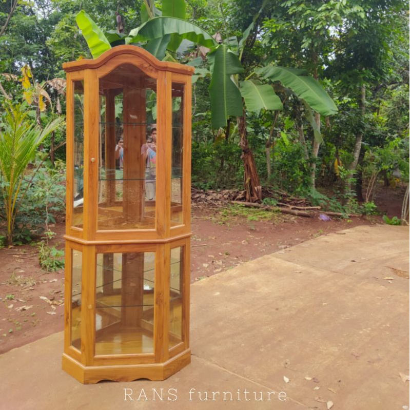 lemari hias jati/almari hias kaca minimalis/lemari pojok