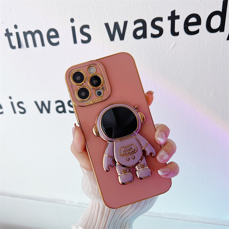 Soft Case Silikon Electroplating 3D Astronot Shockproof Cover iPhone 13 12 11 Pro Max X XR XS SE 2020 Max 8 7 6 6s Plus