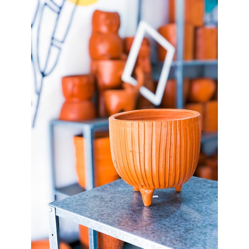 Pot Terakota / Pot Gerabah / Pot Teracotta / Tanah Liat Kaki Garis