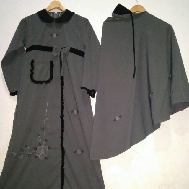SETELAN BANAT BORDIR 10-11TH | Gamis jilbab cadar anak size 11