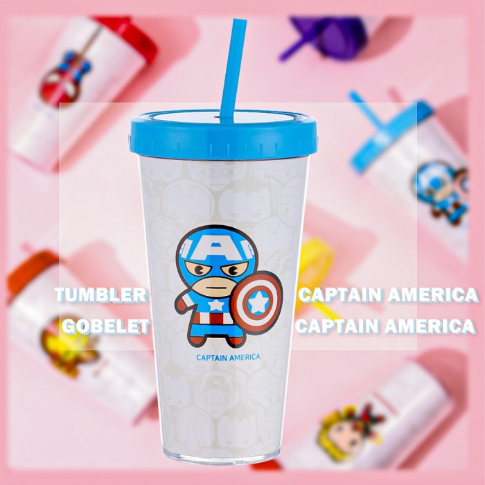 Hot sale  MINISO Marvel Botol Minum Tumbler Tempat Air Minum Sedotan Straw 420ml  hanya di shopee