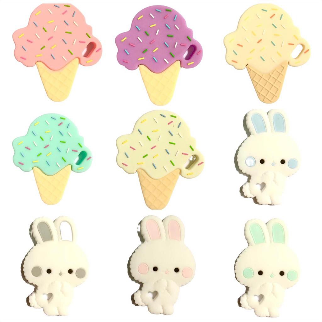 T24 - Teether ICE CREAM BLACK PINK / RABBIT , Gigitan Bayi Karakter Lucu