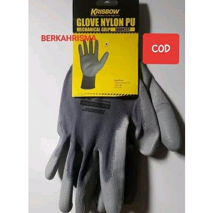 TERLARIS Sarung Tangan Krisbow - Glove Nylon PU - 10084237 /HELM PROYEK SAFETY/SEPATU SAFETY/JAS HUJAN INDUSTRIAL SAFETY/INDUSTRIAL SAFETY BELT BODY