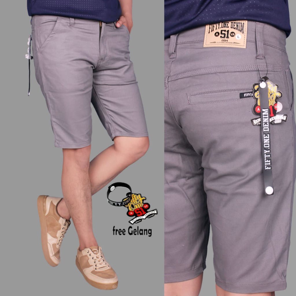 FIFTY ONE Celana Chino Pendek Pria Dewasa Polos Distro Fifty One Size S M L XL