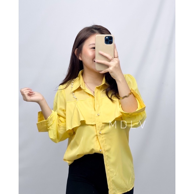 MDLV ~ 7841# Pjg Elaine Layered Long Sleeve Shirt Kemeja Import Fashion Import