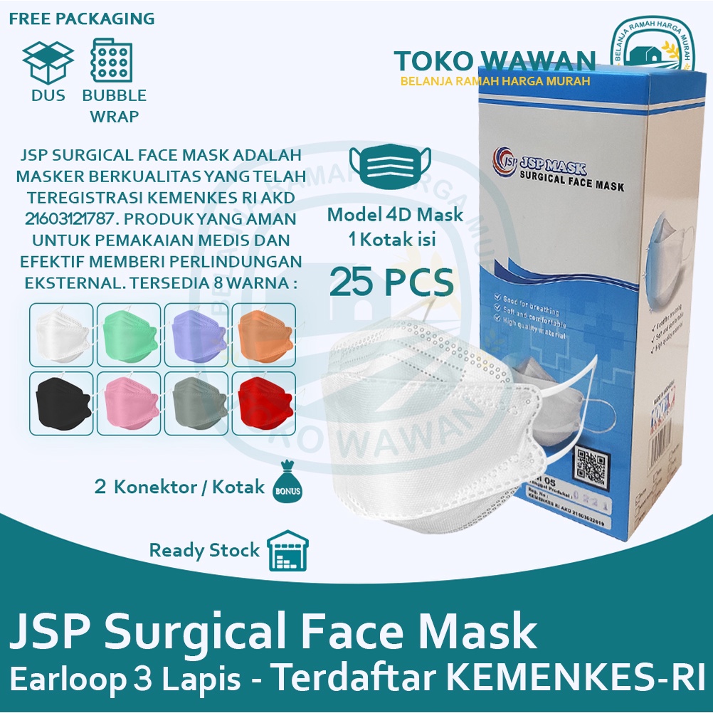Masker Medis JSP KF94 KN95 3 Ply Surgical Mask Kemenkes / 1 Box isi 25 PCS / Model Convex Korea