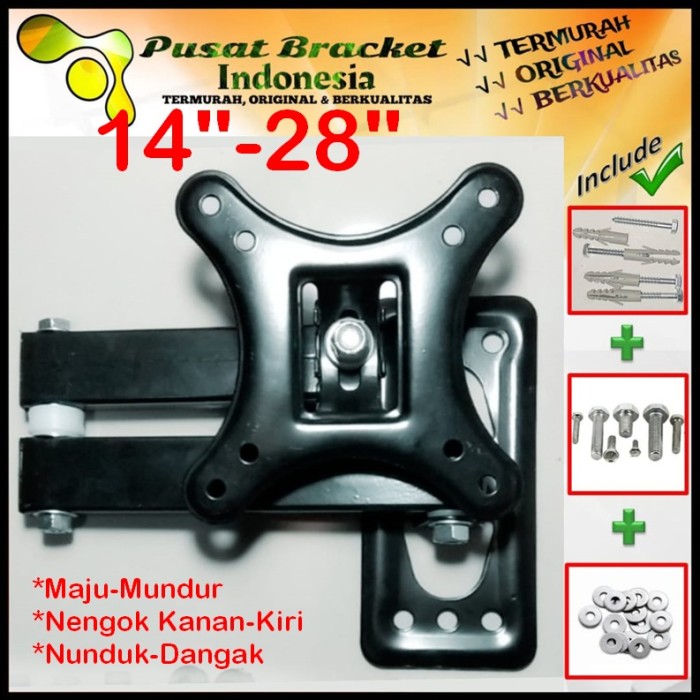 Bracket Tv 21 Monitor Lengan 14&quot; s/d 28&quot; 6 arah Fleksible PBI.SWK1-008