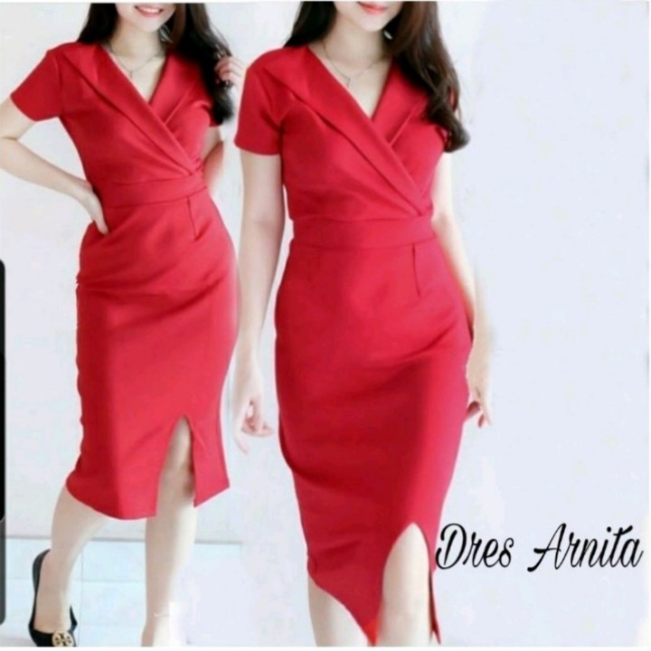 FWG - DRESS ARNITA MINI / DRESS MOSCREPE / DRESS WANITA / DRESS KOREA