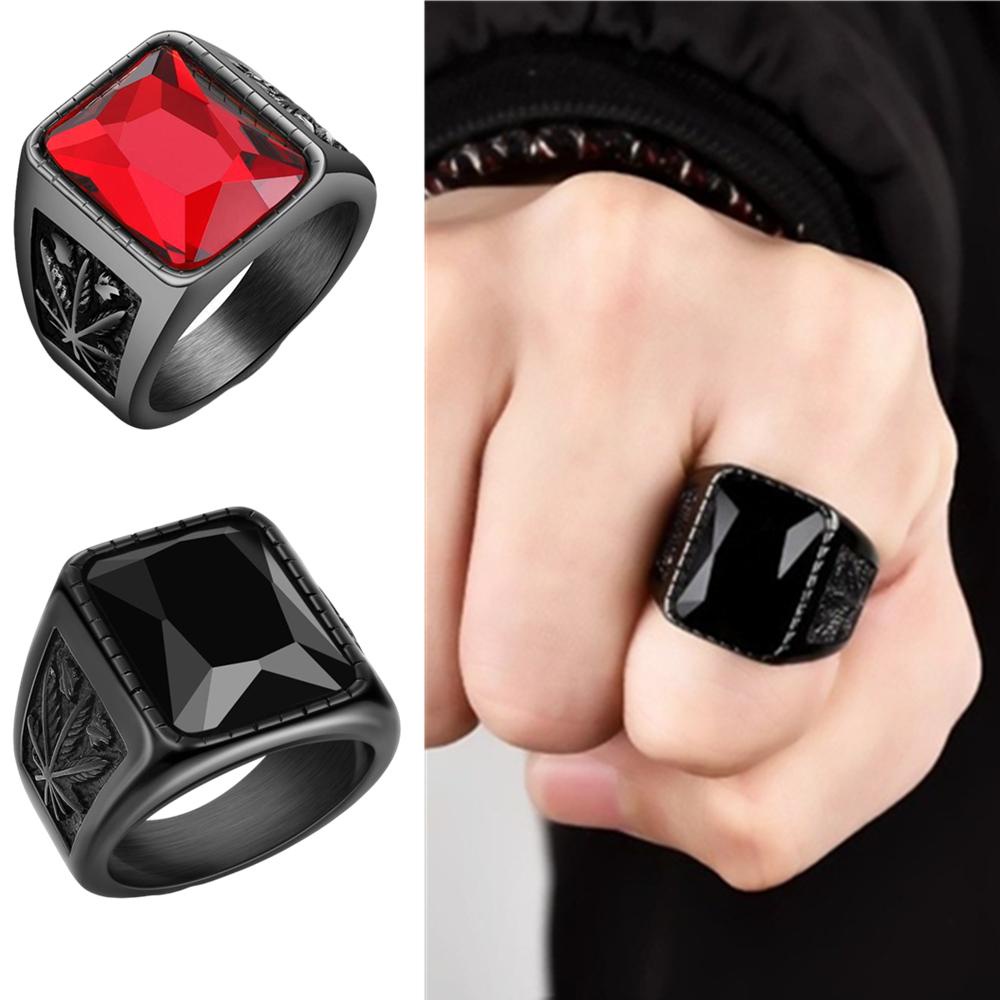 Hadiah Cincin Daun LILY Fashion Daun Maple Hitam