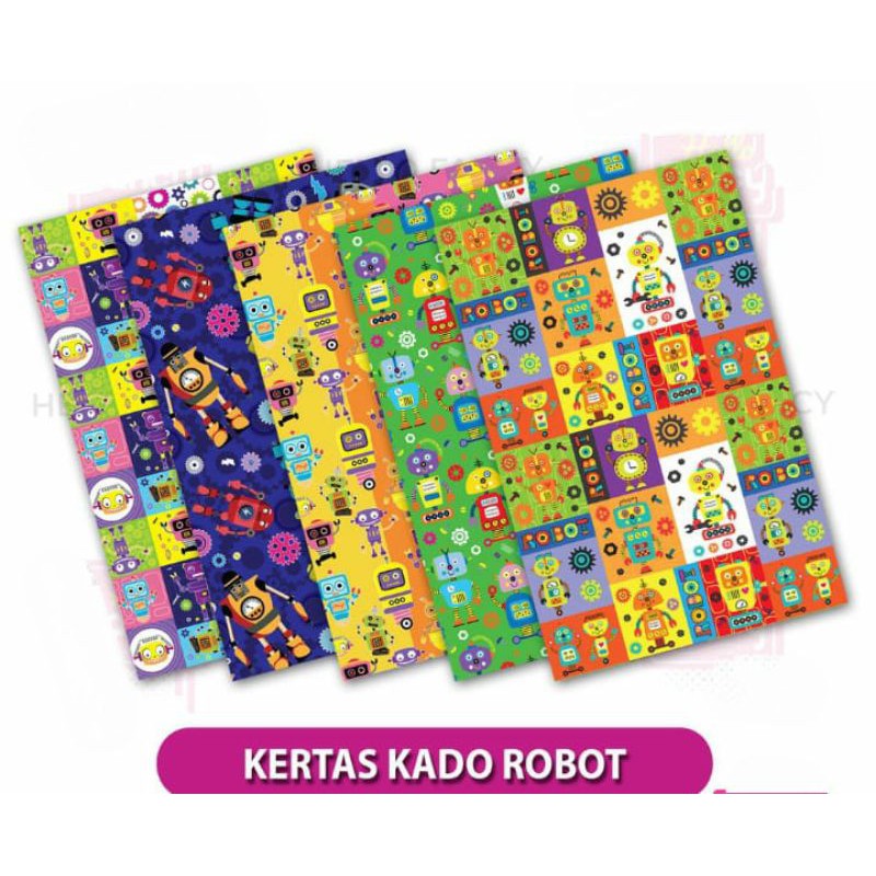 

Kertas Kado ULANGTAHUN Motif ROBOT Mainan (1pak =50pcs) / Kertas Bungkus Kado ULANG TAHUN ANAK-ANAK