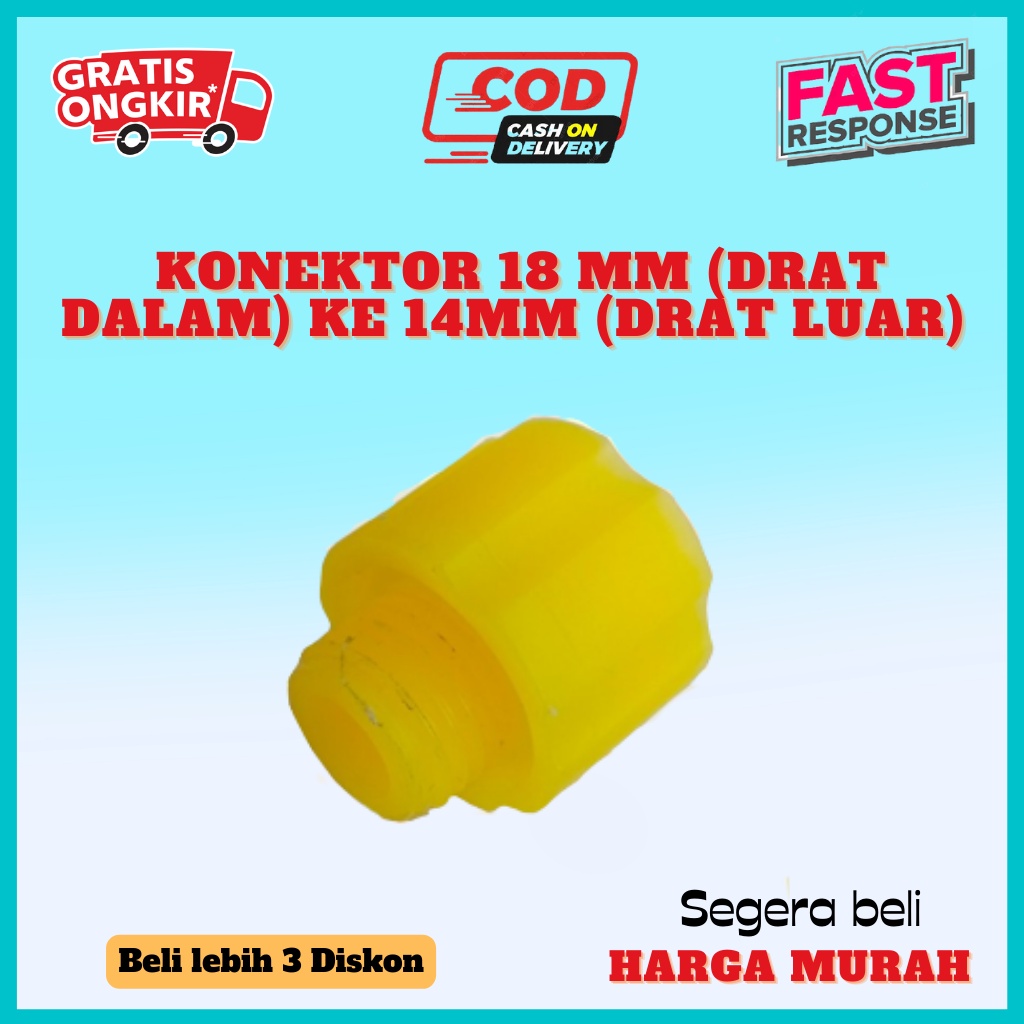 SOKET KONEKTOR 18 MM (DRAT DALAM) KE 14MM (DRAT LUAR)