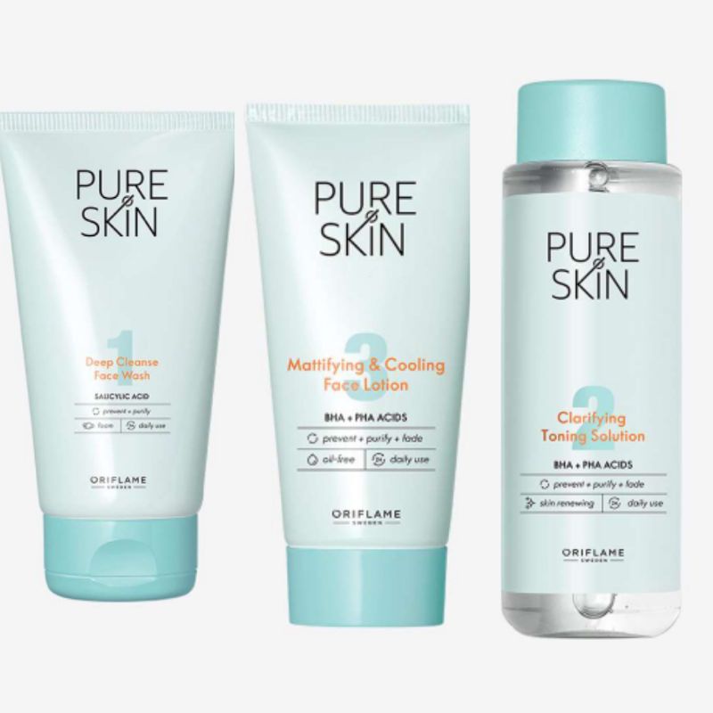 Pure Skin Deep Cleanse Face Wash/Clarifying Toning Solution/Mattifying &amp; Cooling Face Lotion/Smoothing Face Scrub/5 Minute Oil-control Clay Mask/Sos Spot Gel/Sos Blemish Gel/Blackhead Mask/Wash&amp; Scrub/Toner