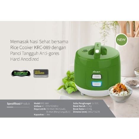 Kirin KRC-089 Rice Cooker 1.0 Liter GREEN (NEW)