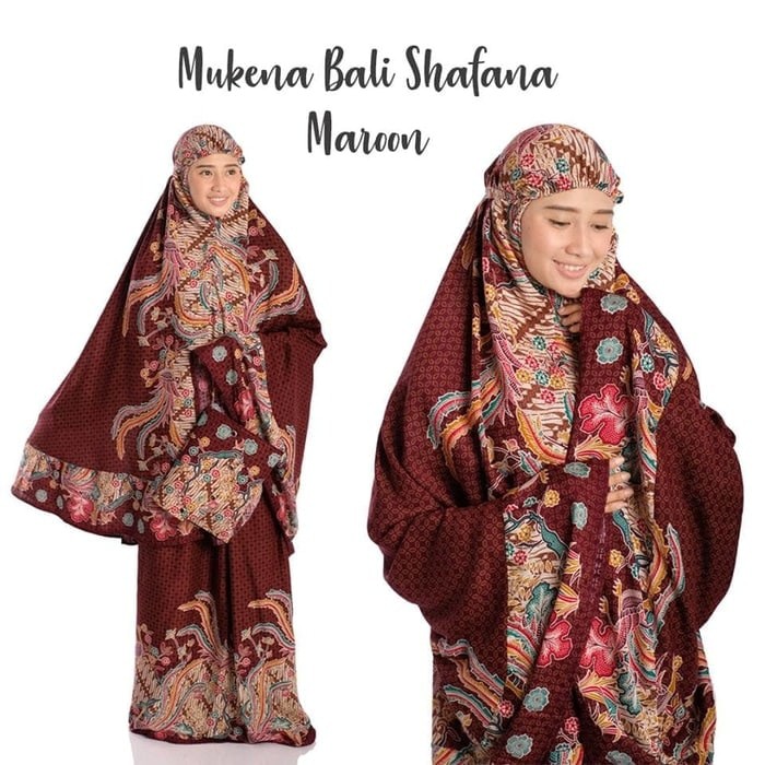 SALE Mukena Cantik Dewasa Bali Shafana Maroon Telekung Sholat Adem Jumbo Limitid edition