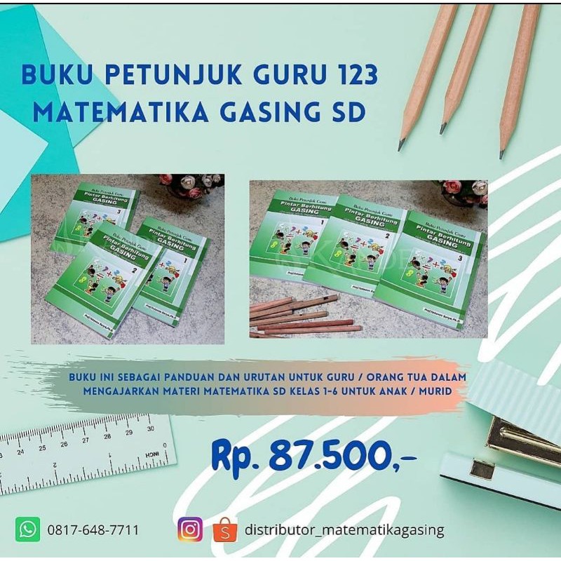 Paket Pandai Berhitung Gasing, Petunjuk Guru 123, dan Buku Matematika Gasing SD K13 Kelas 2 & 3