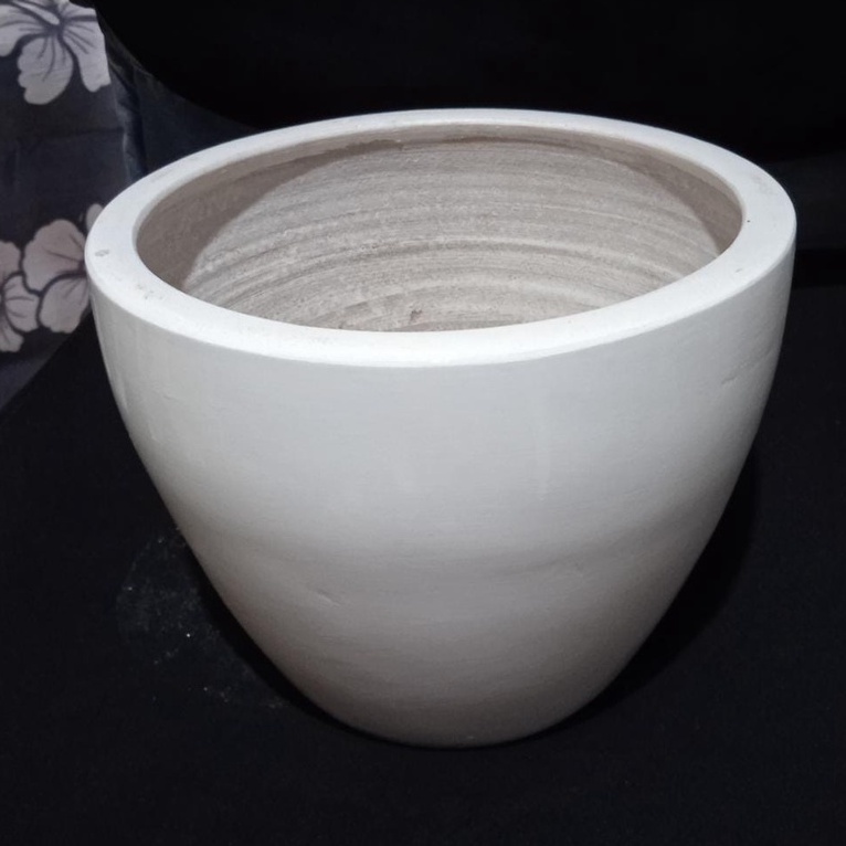Pot Anggrek Tanah Liat Putih 22x18cm| Pot Tanaman Tanah Liat Putih