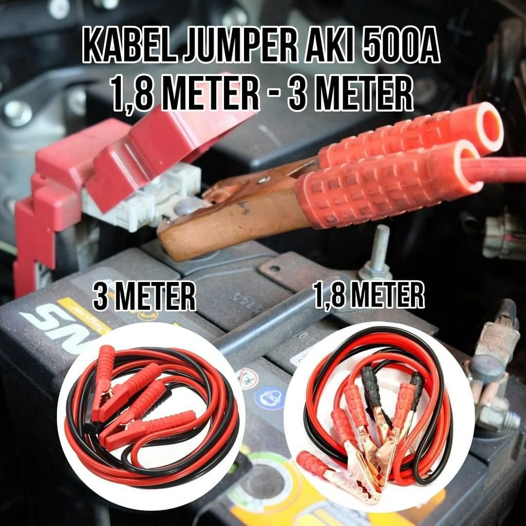 Kabel Jumper Aki Mobil Kabel Emergency Booster Baterai Aki 500 Ampere Cable Jamper Starter 500A 1,8 3 M Meter