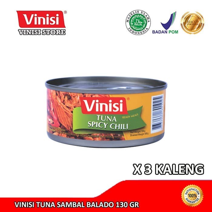 

Ikan Kaleng Paket 3 Kaleng Vinisi Tuna Sambal Balado 130 Gr