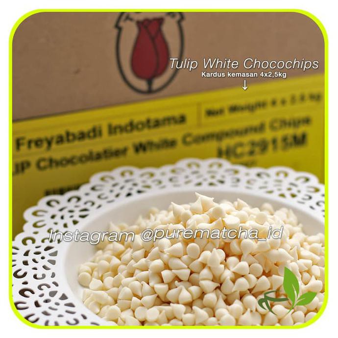 

WHITE CHOCOLATE CHIP CHOCO CHIPS COKELAT PUTIH TULIP COKLAT 100 GR