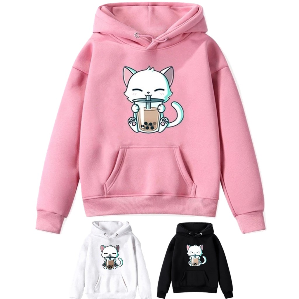 Sweater Anak Cat Boba Sweater Fleece Pakaian Anak Unisex