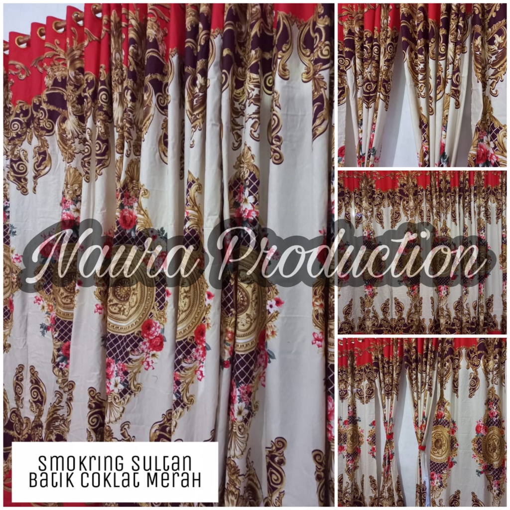 (COD) Gorden Smokring / Hordeng Motif Smokring Ring 12 Bisa Jendela Motif Sultan Batik Coklat Merah