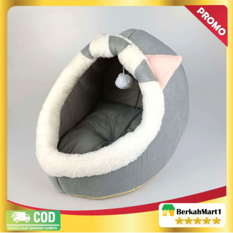 Kasur Anjing Kucing Tempat Tidur Hewan Peliharaan Kucing Cat House Tent Size M - HTC01 - Gray