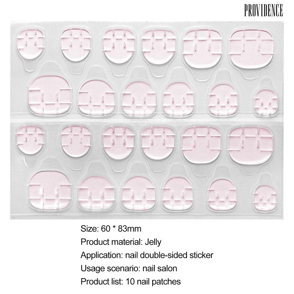 10 Lembar / 240 Stiker Lem Perekat Kuku Jelly Dua Sisi Tahan Air Transparan Untuk Manicure