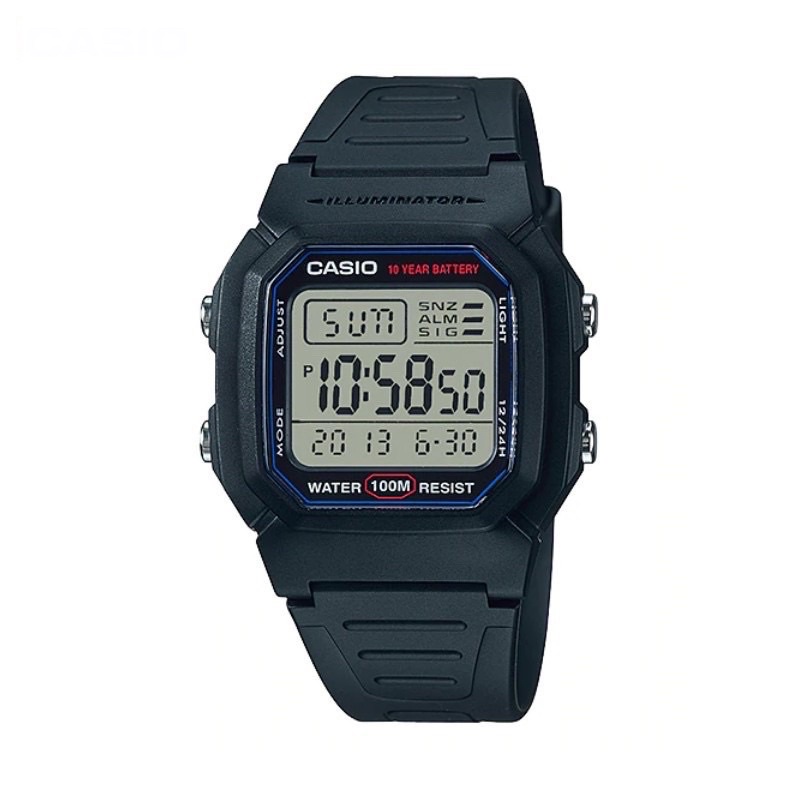 JAM TANGAN PRIA CASIO W-800H-1A ORIGINAL - W800H HITAM